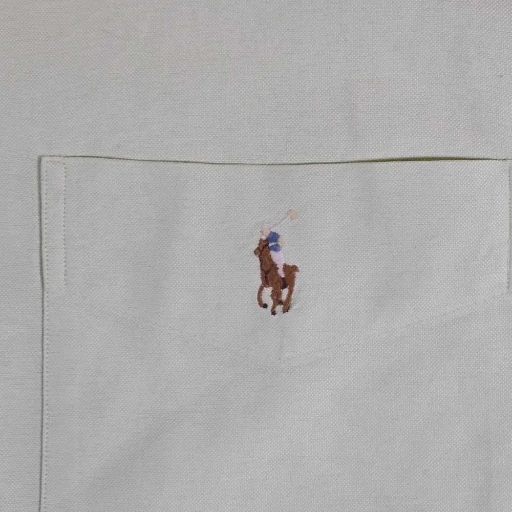 Polo Ralph Lauren Big Shirt Mens XL Fades Mint‎ Green Long Sleeve Pony Logo